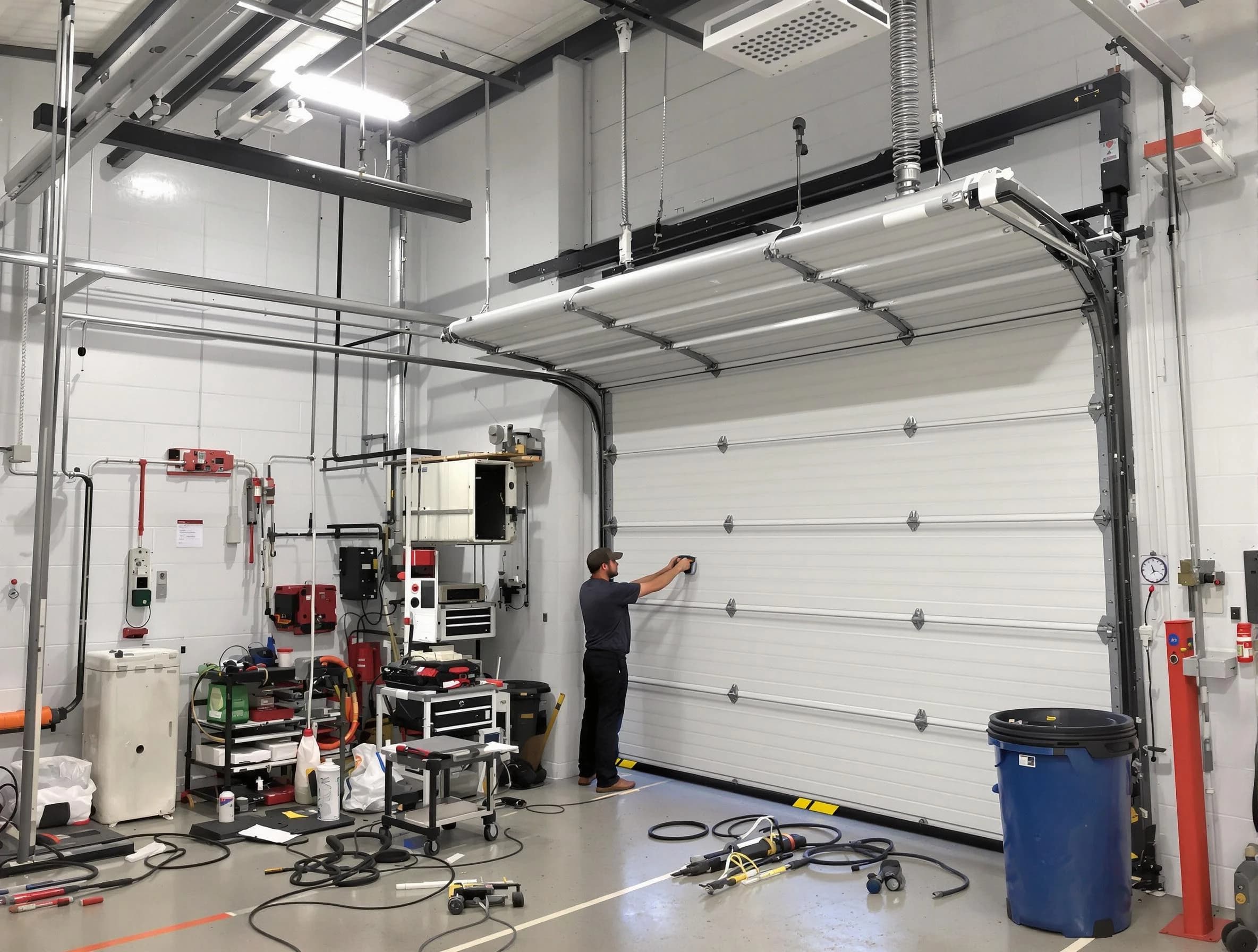 South Weber Garage Door Repair certified technician performing commercial door repair at a South Weber business facility