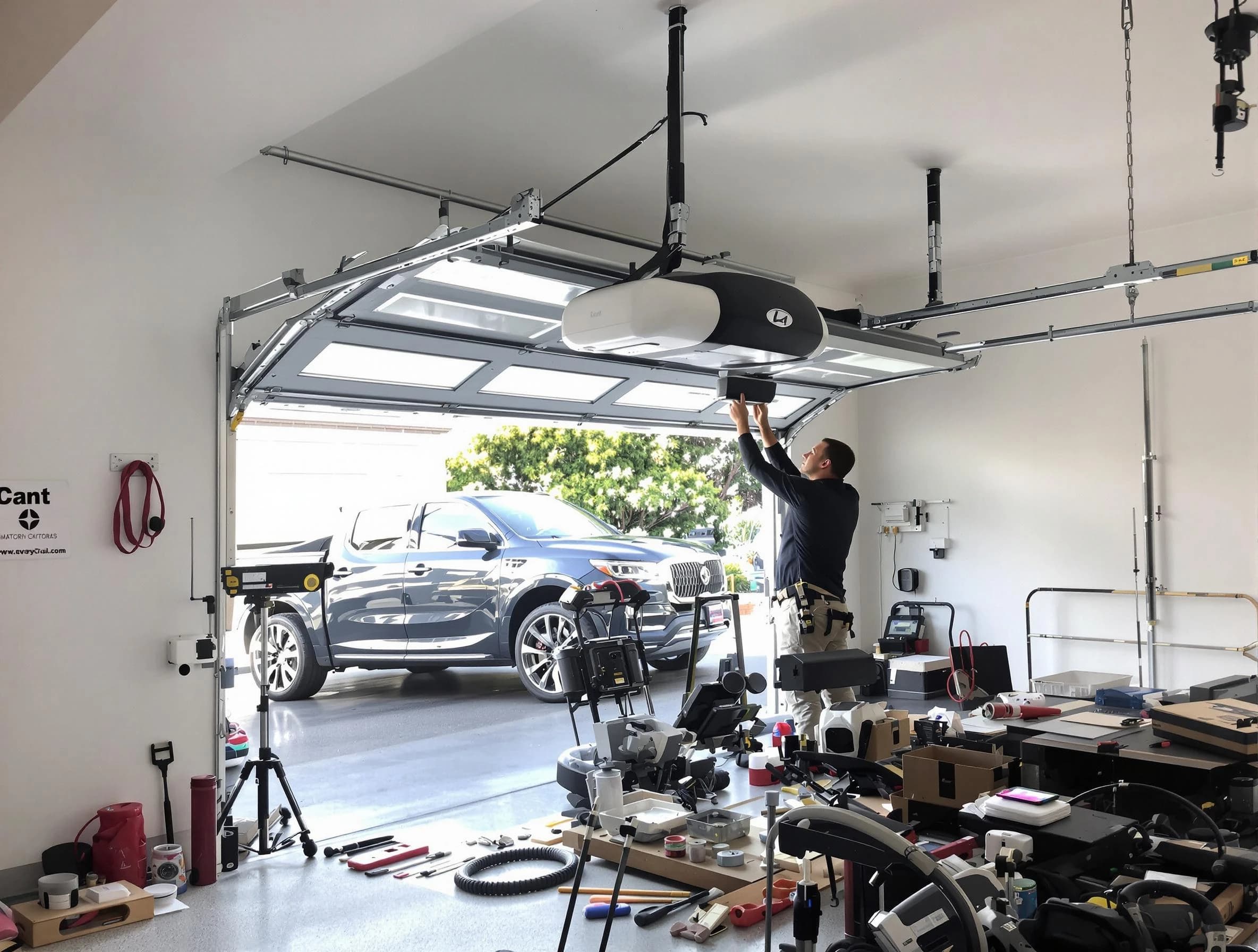 South Weber Garage Door Repair specialist installing smart garage door opener system in South Weber home