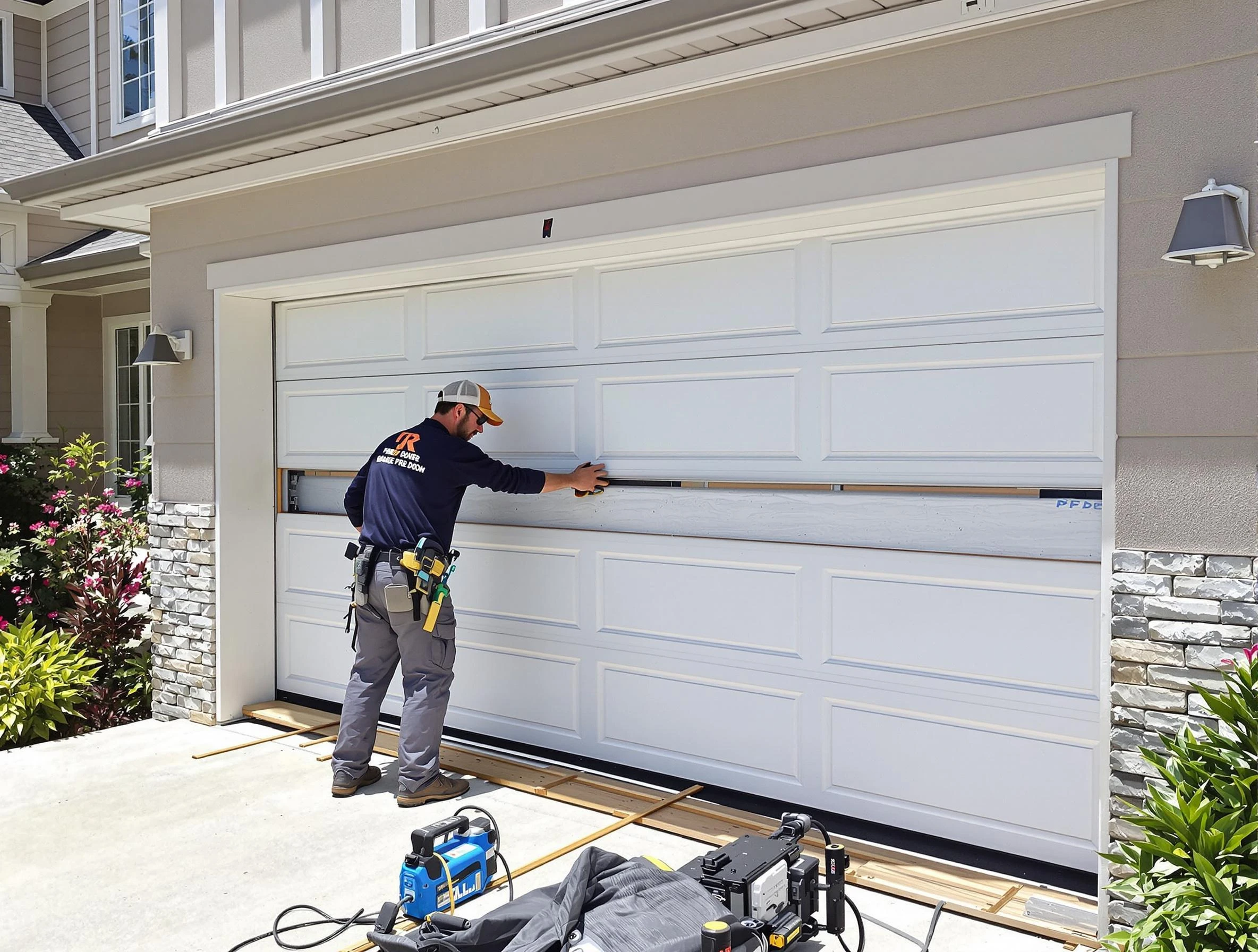 South Weber Garage Door Repair team performing complete garage door replacement at South Weber residence