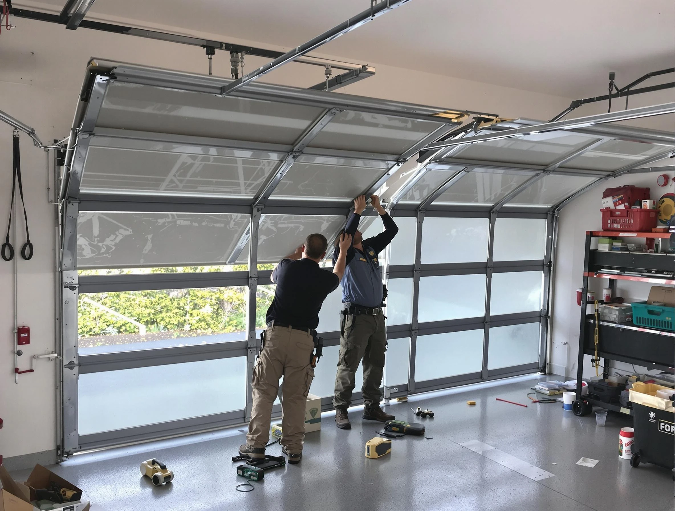 South Weber Garage Door Repair expert performing precise panel replacement on South Weber garage door