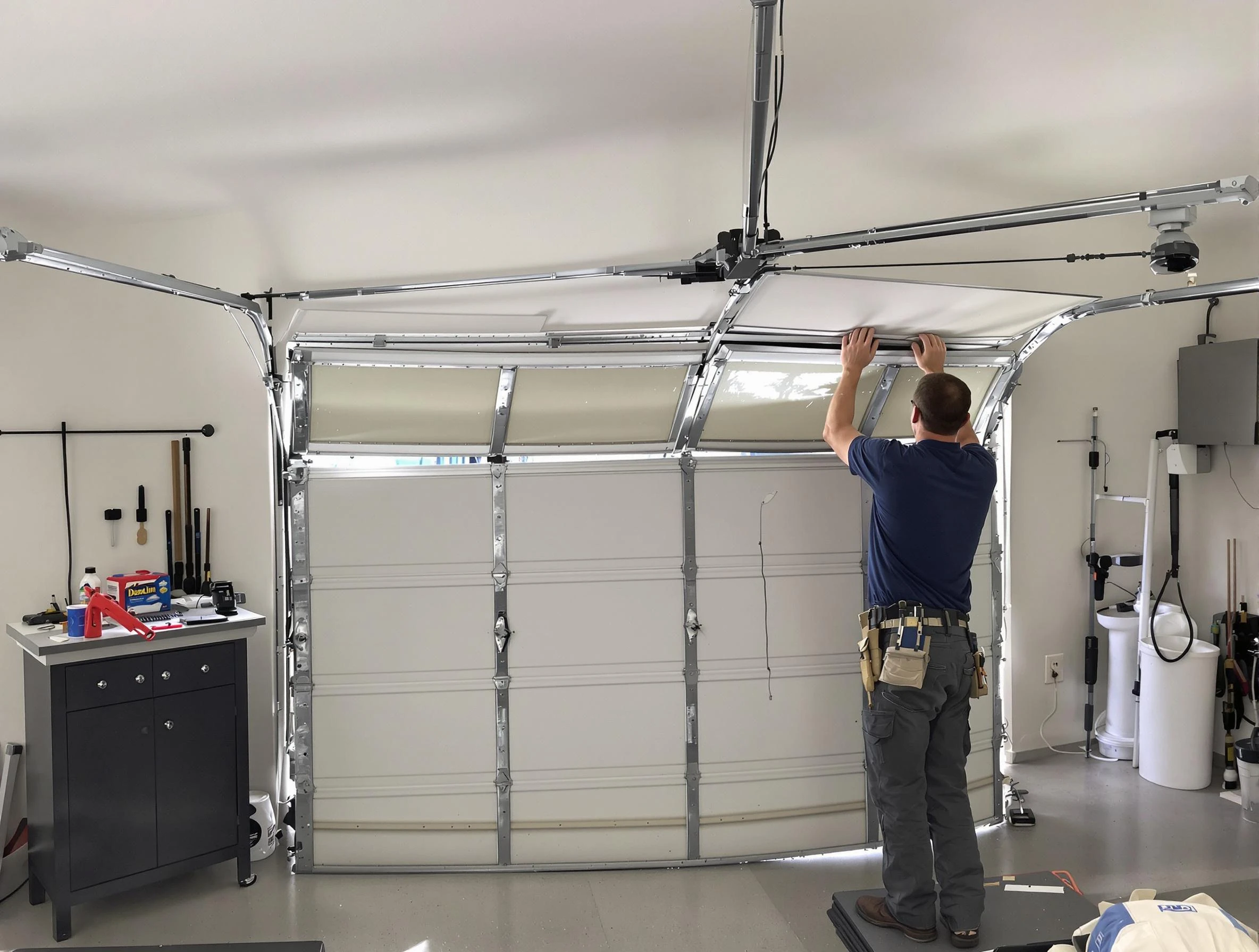 South Weber Garage Door Repair specialist performing precise section replacement on South Weber garage door